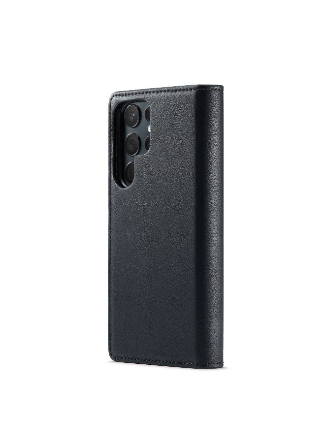 DGMING CaseMe Samsung Galaxy S23 Ultra 5G DG.MING Crazy Horse Texture Detachable Magnetic Leather Case - Black - Image 4