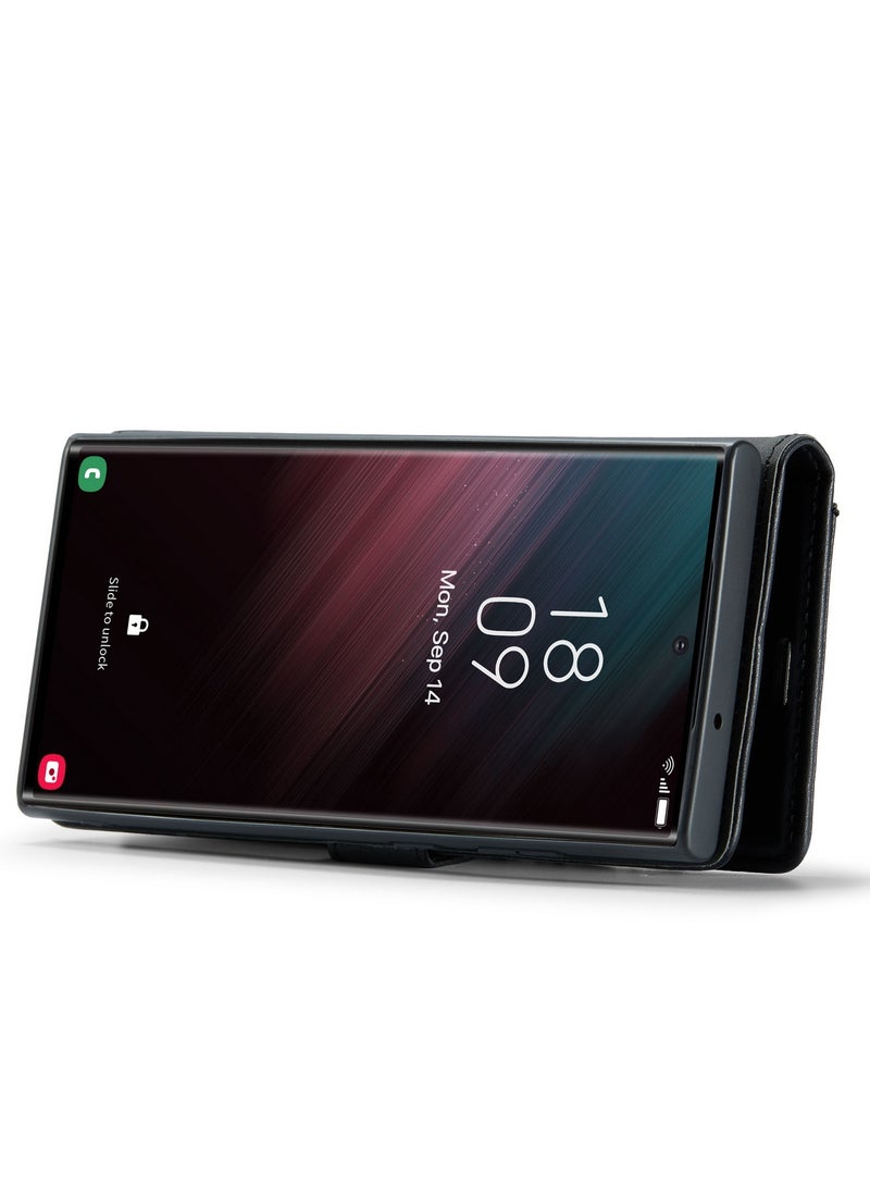 DGMING CaseMe Samsung Galaxy S23 Ultra 5G DG.MING Crazy Horse Texture Detachable Magnetic Leather Case - Black - Image 5