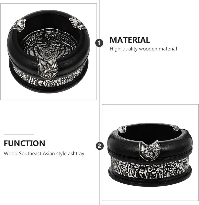 Wooden Ashtray Southeast Asian Style Desktop Organizer for Home Office Smoking Accessory - Image 4