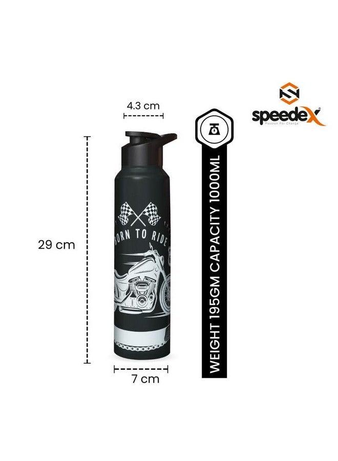 Speedex زجاجة مياه سبيدكس 1 لتر، ولدت للركوب، ستانلس ستيل، زجاجات شرب 1 لتر للفتيات، الأولاد، البالغين والأطفال، للجيم، الرياضة، استخدام الثلاجة، مثالية للمدرسة والمكتب - مجموعة زجاجة واحدة، 1000 مل - Image 2