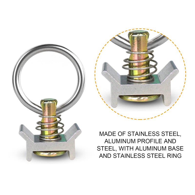 ENJ LASHING Enj 12 Pieces Single Stud Fitting L Track 4 000Lb Capacity With Stainless Steel Round Ring Aluminum Keeper Cargo Control - Image 5