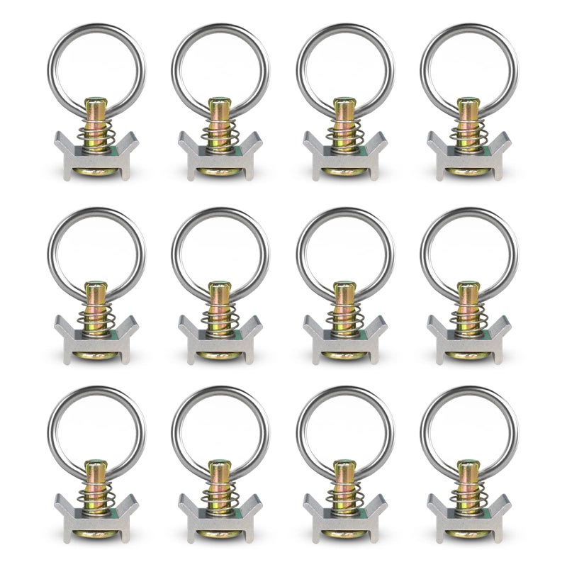 ENJ LASHING Enj 12 Pieces Single Stud Fitting L Track 4 000Lb Capacity With Stainless Steel Round Ring Aluminum Keeper Cargo Control - Image 1