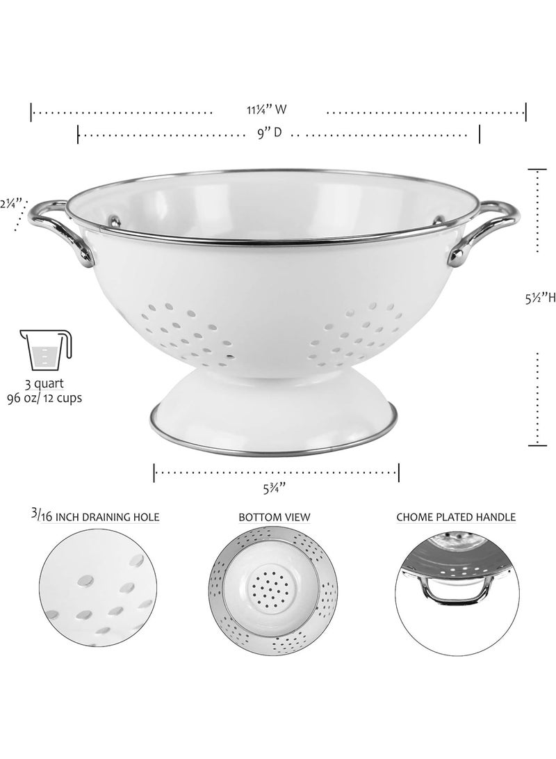 Reston Lloyd Calypso Basics by Reston Lloyd Powder Coated Enameled Colander, 3 Quart, White,80300 - Image 3