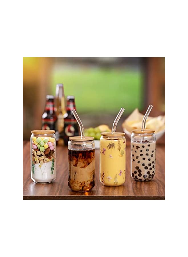 KASTWAVE طقم نظارات 4 قطع - أكواب زجاجية شفافة على شكل علبة 390 مل، طقم أنيق، كوب تامبلر، أكواب قهوة مثلجة، أكواب شاي مثلج، أكواب ماء، أدوات شرب للحفلات (4 قطع * 16 أونصة) - Image 3