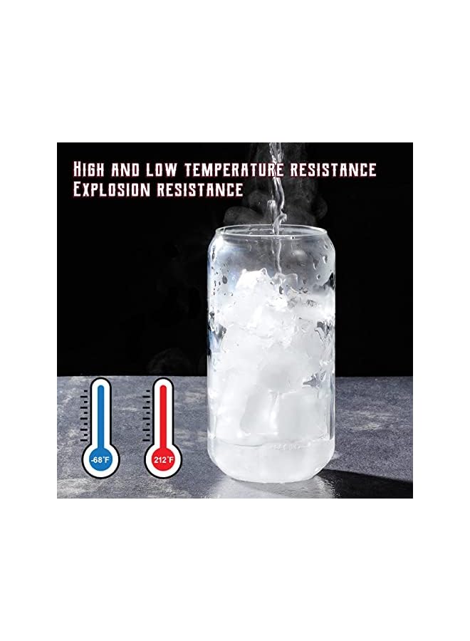 KASTWAVE طقم نظارات 4 قطع - أكواب زجاجية شفافة على شكل علبة 390 مل، طقم أنيق، كوب تامبلر، أكواب قهوة مثلجة، أكواب شاي مثلج، أكواب ماء، أدوات شرب للحفلات (4 قطع * 16 أونصة) - Image 5