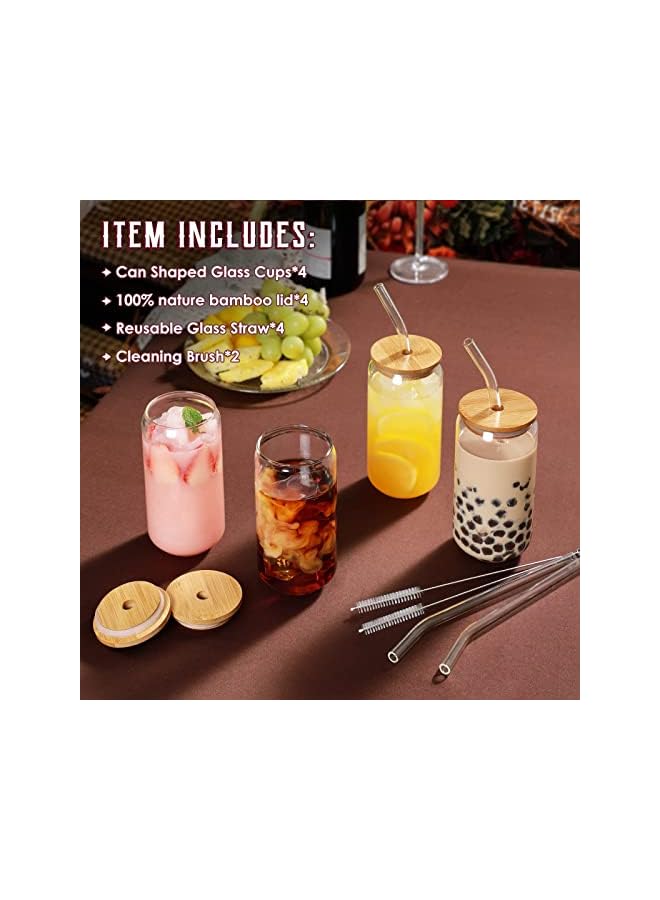 KASTWAVE طقم نظارات 4 قطع - أكواب زجاجية شفافة على شكل علبة 390 مل، طقم أنيق، كوب تامبلر، أكواب قهوة مثلجة، أكواب شاي مثلج، أكواب ماء، أدوات شرب للحفلات (4 قطع * 16 أونصة) - Image 2