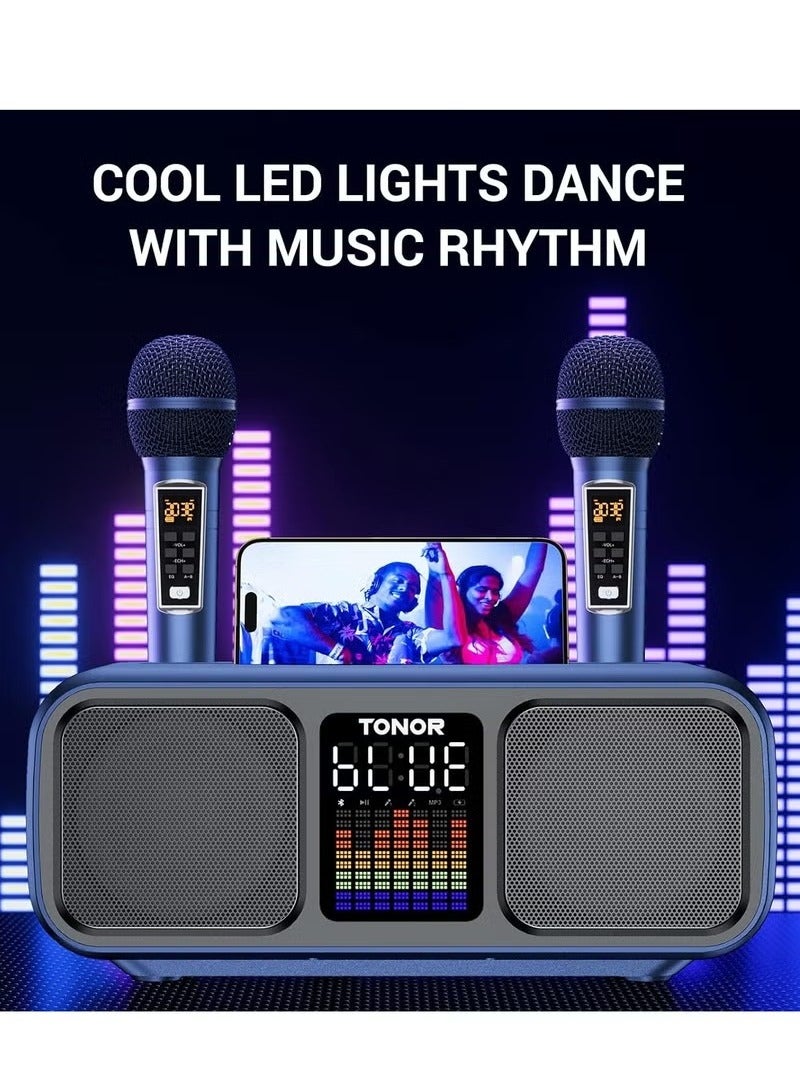 Karaoke Machine for Adults & Kids, Rechargeabl Portable Speaker with 2 UHF Wireless Microphones,Supports AUX/USB/Type C/TF Card/Bluetooth,PA System for Home, Party, Outdoors&Indoors Activities  - Image 3