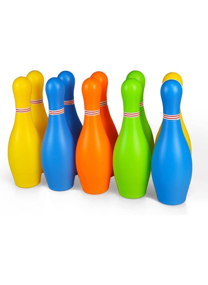 Generic Fingers Kids Bowling Ball Pin Set Including 10 Bowling Pins & 2 Bowling Balls Multicolor Large With Tray Holder  - Image 3