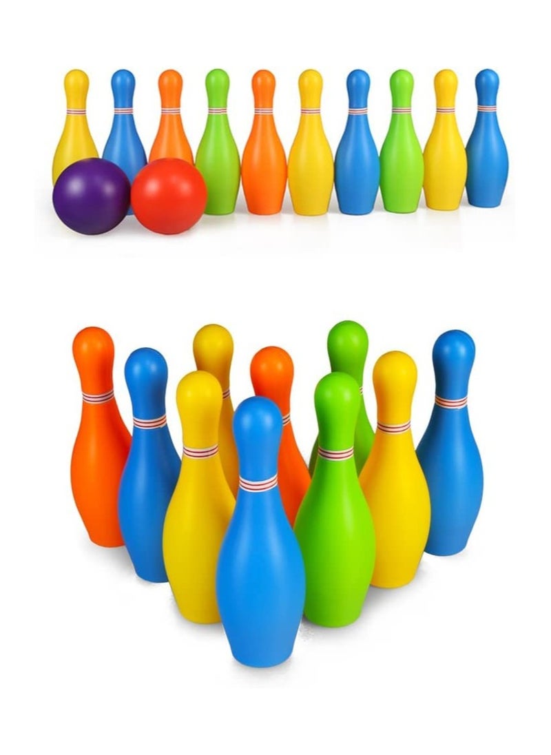 Generic Fingers Kids Bowling Ball Pin Set Including 10 Bowling Pins & 2 Bowling Balls Multicolor Large With Tray Holder  - Image 4