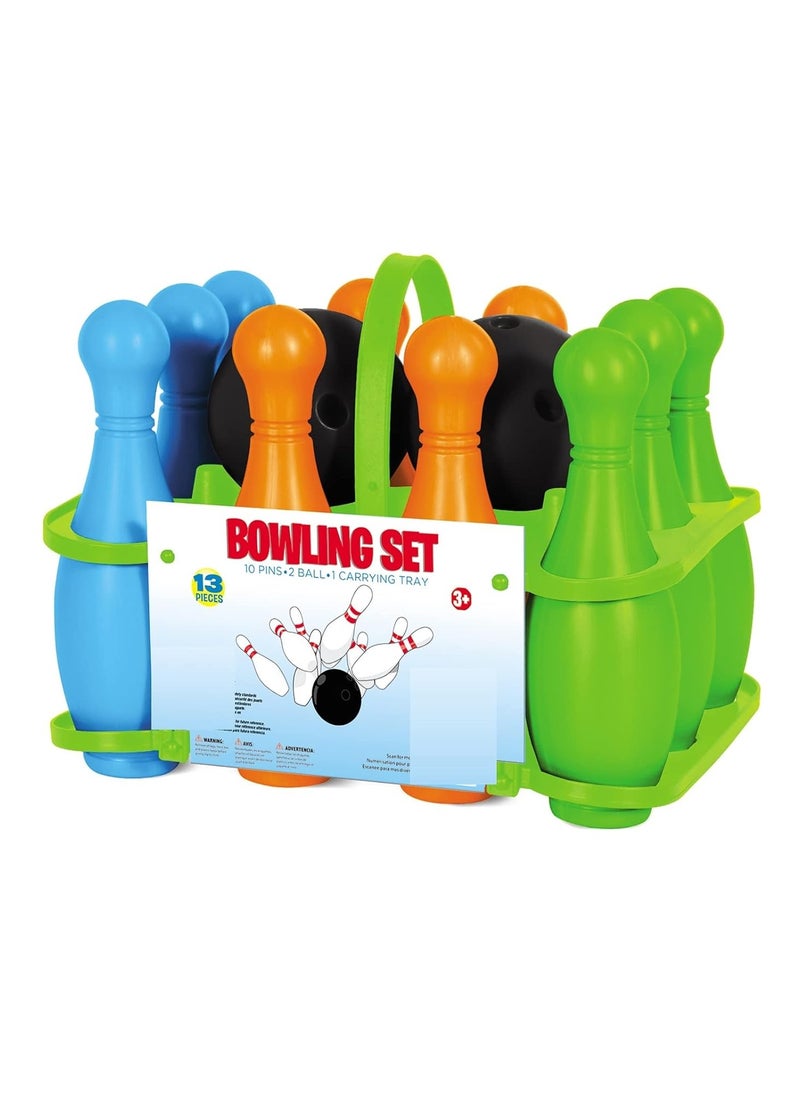 Generic Fingers Kids Bowling Ball Pin Set Including 10 Bowling Pins & 2 Bowling Balls Multicolor Large With Tray Holder  - Image 5