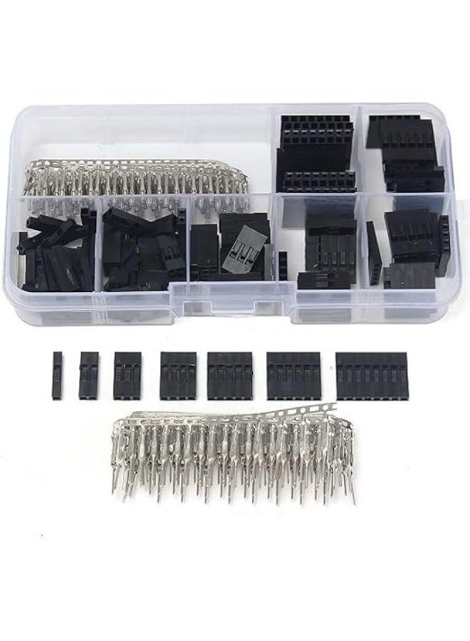 erorex 310PCS 2.54mm Male Female Dupont Wire Jumper and Female(1Pin 2Pin 3Pin 4Pin 5Pin 6Pin 8pin) Header Connector Housing Assortment Kit + Plastic Box - Image 1