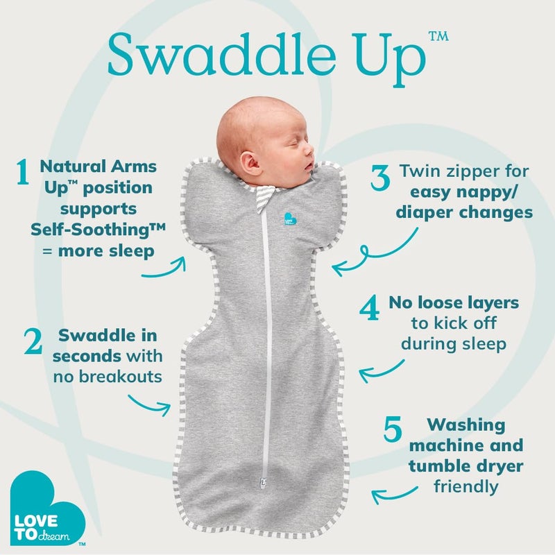Love to Dream Organic Swaddle, Baby Sleep Sack, Swaddle Up Self-Soothing Swaddles for Newborns, Get Longer Sleep, Snug Fit Helps Calm Startle Reflex, 1.0 TOG Sleep Sack, 13-18.5lbs, Cream - Image 2