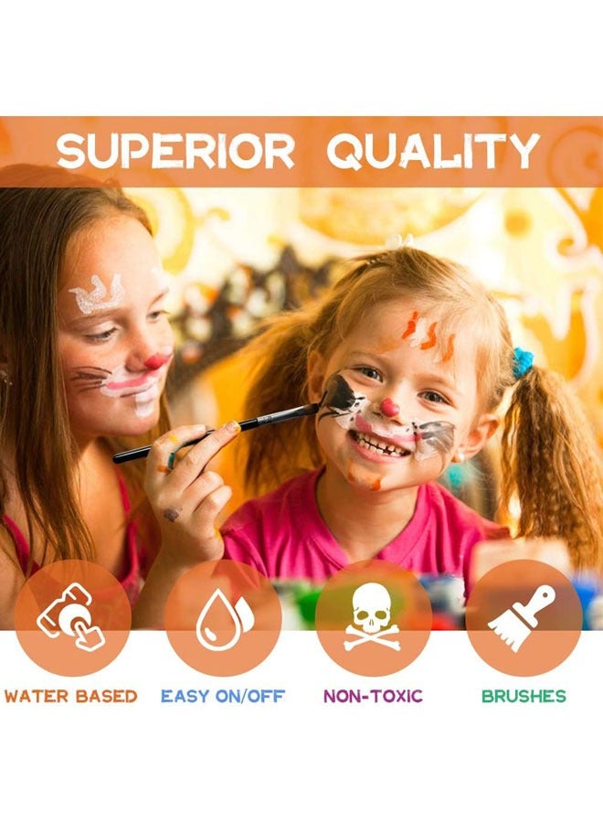 Face Paint Kit for Kids,Professional Non-tocix Face Paint 15 Colors Kit with 2 Brushes, Body Makeup Paint Hypoallergenic Water Based Paints for Party Cosplay - Image 3