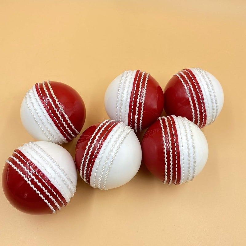 AnNafi ® Dual Color Cricket Coaching Balls Sports Training & Fun Balls | Double Color Ball red and White | Sports & Games | Light Weight Attractive Cricket Ball for Practice with Kids & Adults - Image 2