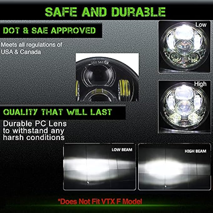 ريحني مجموعة مصابيح أمامية SlkLights Vtx 5 34 LED سوداء من Daymaker مزودة بحامل ومكونات توصيل متوافقة مع Honda Vtx 1300 وHonda Vtx 1800 NonF موديلات سوداء - Image 4