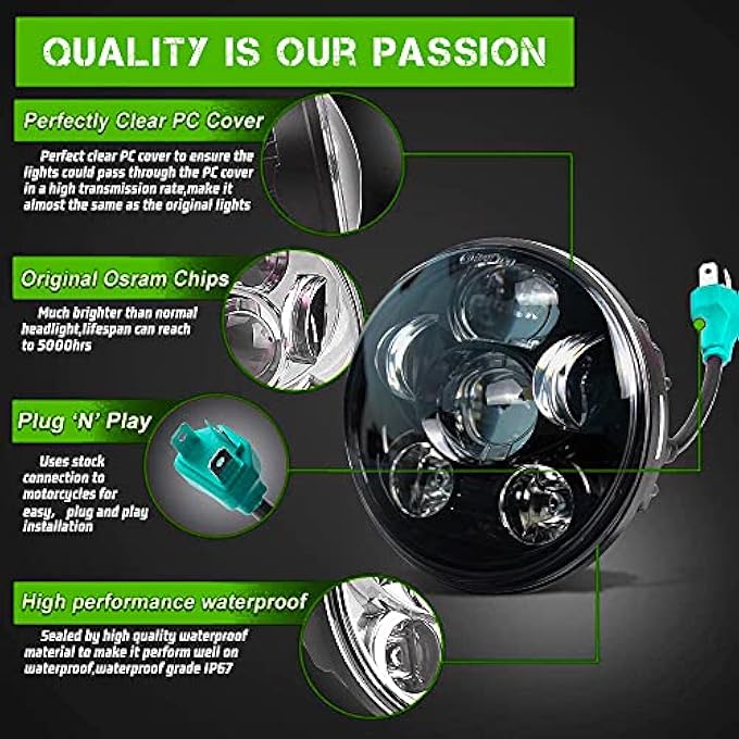 ريحني مجموعة مصابيح أمامية SlkLights Vtx 5 34 LED سوداء من Daymaker مزودة بحامل ومكونات توصيل متوافقة مع Honda Vtx 1300 وHonda Vtx 1800 NonF موديلات سوداء - Image 5