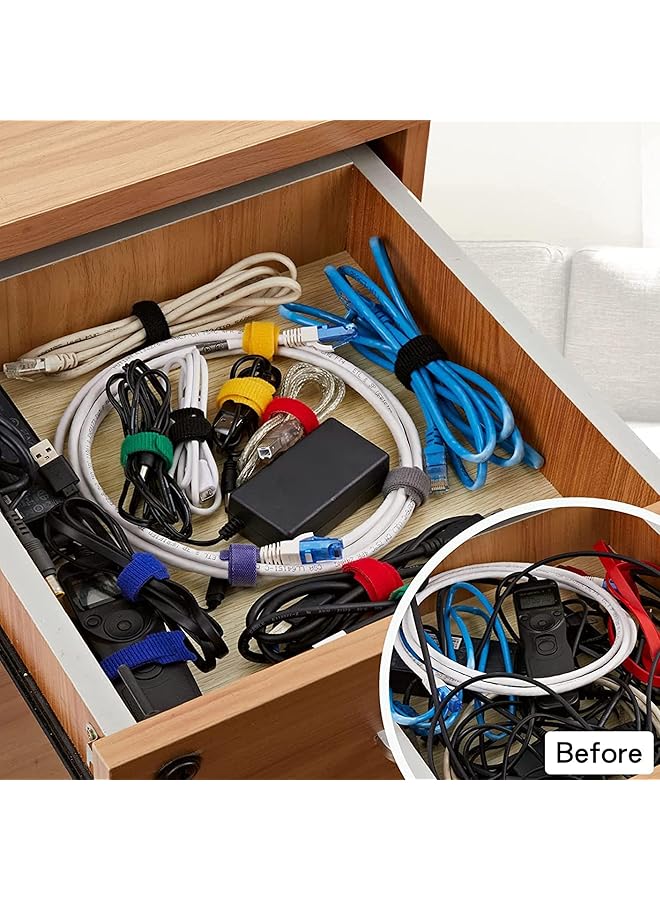 erorex Reusable 5 Inch Adjustable Cable Ties With Fastening Straps 30 Ultra Fine Fiber Cloth Cable Hook And Loop Ties Grey Black - Image 5