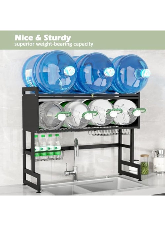 Apexll 3-Tier Over Sink Dish Drying Rack, Dish Drying Rack, Space-Saving Large Capacity Kitchen Organizer with Cover, Baskets, Utensil Holder, Black  - Image 3
