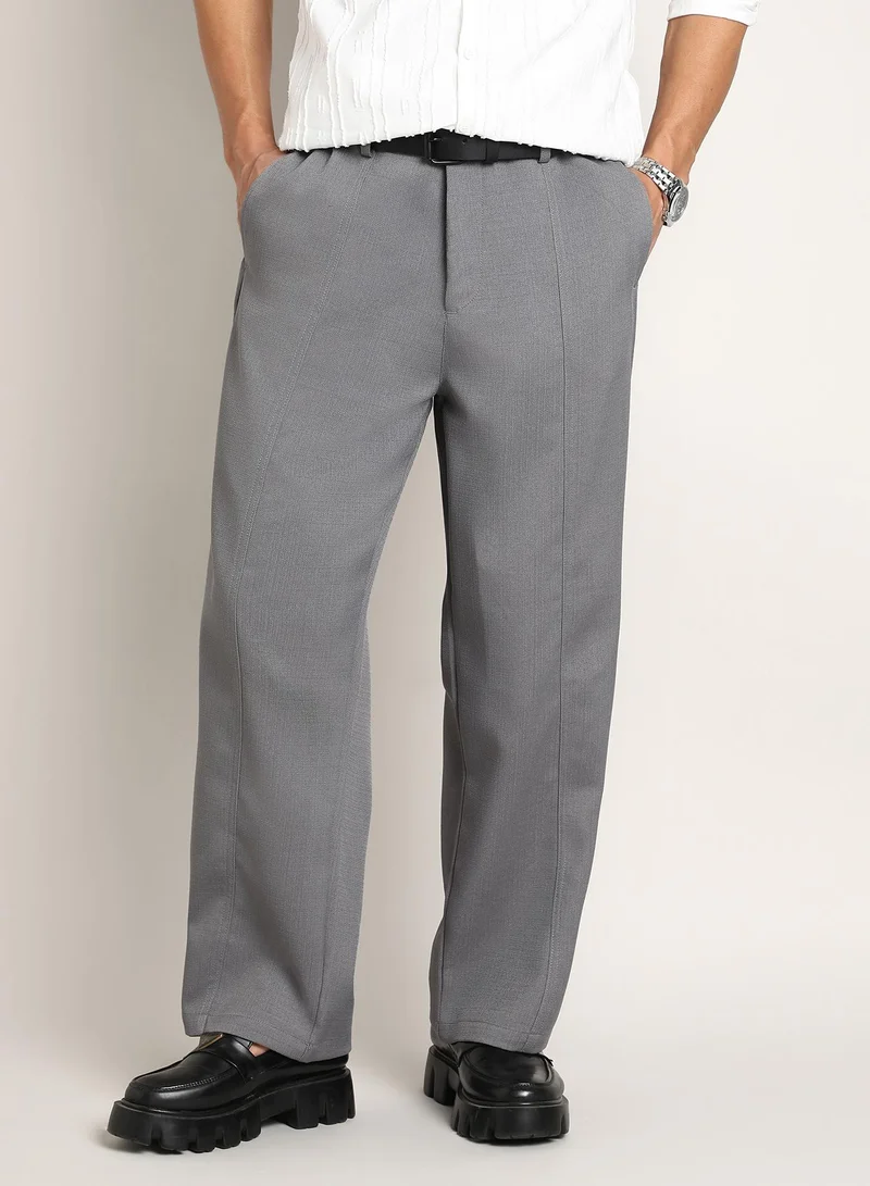 كامبوس سوترا بنطلون رجالي رمادي بقصة مريحة وخصر متوسط