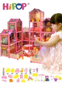 HIPOP DIY Doll House,Big Size 4 Floors 14 Rooms Castle House With Decorating Dollhouse Accessories And Furniture,DIY Building Toys  - Image 1