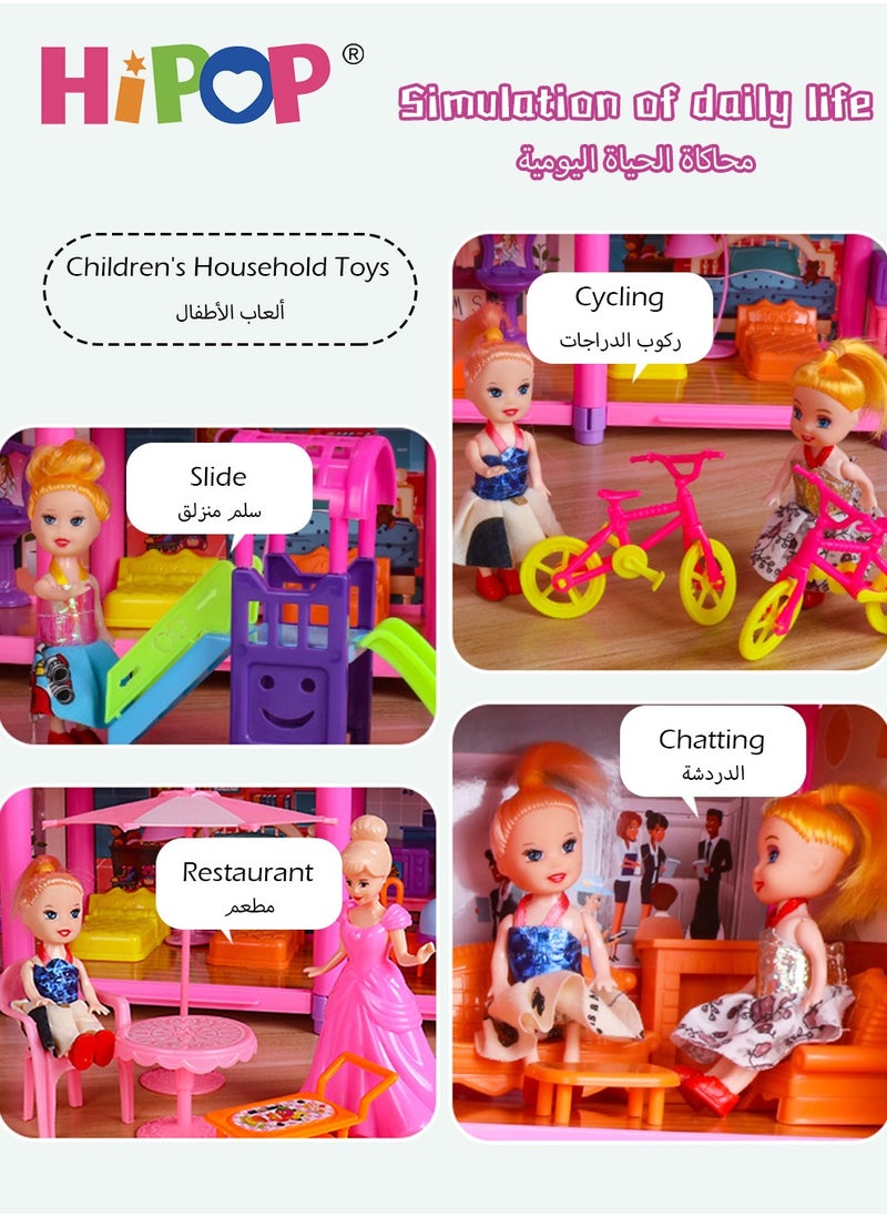 HIPOP DIY Doll House,Big Size 4 Floors 14 Rooms Castle House With Decorating Dollhouse Accessories And Furniture,DIY Building Toys  - Image 4