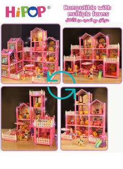 HIPOP DIY Doll House,Big Size 4 Floors 14 Rooms Castle House With Decorating Dollhouse Accessories And Furniture,DIY Building Toys  - Image 3