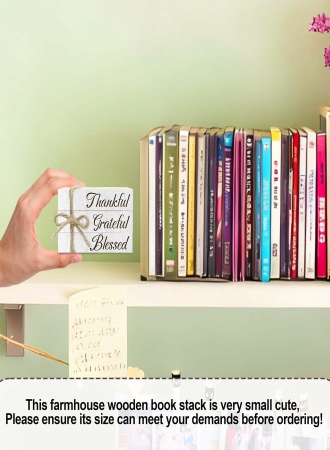 كتب ديكور للمنزل، مجموعة كتب خشبية لتزيين الطاولة، كتب ديكور تعبر عن الامتنان والشكر والبركة لغرفة المعيشة، رف الكتب، المكتب، ركن القهوة، ديكور كتب ريفية لعيد الشكر (L28) - Image 4