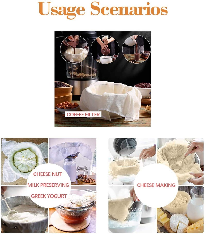 STAR WORK قماش موسلين لتصفية القطن غير المبيض، قماش جبن طبيعي فائق النعومة للتصفية قابل لإعادة الاستخدام، لصنع الجبن، الخبز، زينة الهالوين (1 متر × 3 متر) - Image 5