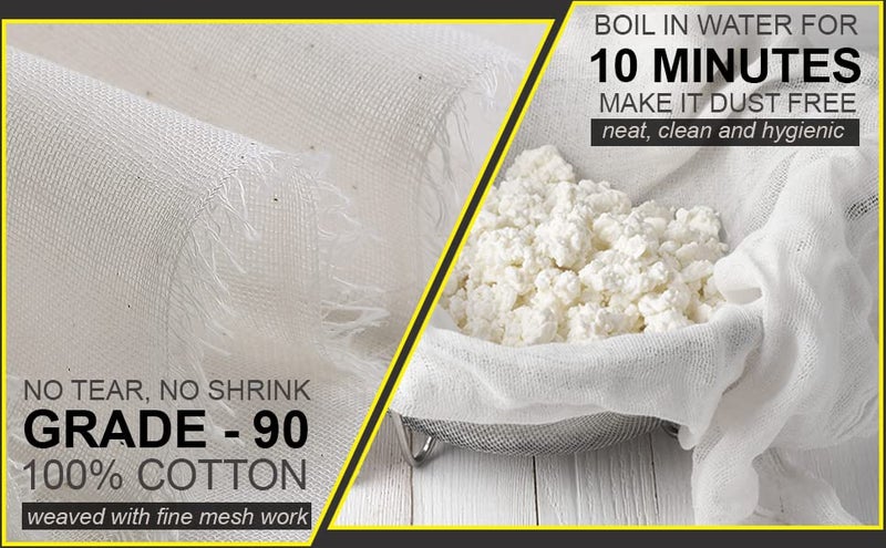 STAR WORK قماش موسلين لتصفية القطن غير المبيض، قماش جبن طبيعي فائق النعومة للتصفية قابل لإعادة الاستخدام، لصنع الجبن، الخبز، زينة الهالوين (1 متر × 3 متر) - Image 3