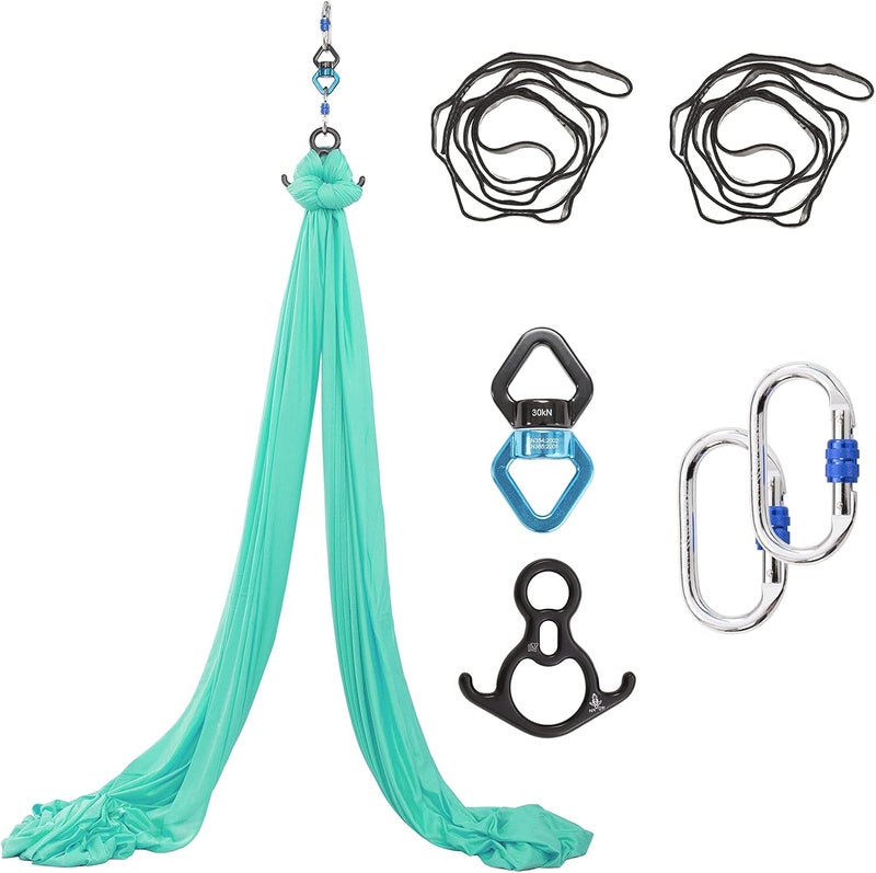 SKYPHAROS Aerial Silks Yoga Swing Set - 9/11 Yards Aerial Yoga Hammock Kit Anti-Gravity Flying for Fitness, Low/Non Stretch Nylon Tricot Fabric Hardware Included for Dance - Image 1