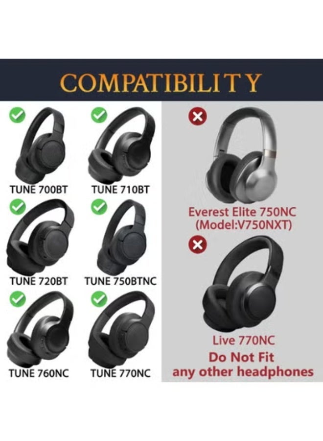 Chabeia Earpads Replacement for JBL Tune 700(700BT)/710(710BT)/720(720BT)/750(750BT,750BTNC)/760(760NC)/770(770NC) Headphones, Ear Pads Cushions with Softer Noise Isolation Foam (Black) - Image 4
