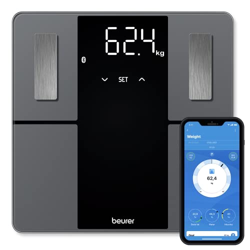 Beurer BF500 Smart Body Analysis Scale with Bluetooth & App, Accurate Digital Diagnostic Scale Measures Body Fat, Muscle Mass, Caloric Needs, 396 lbs, XL Display - Image 1