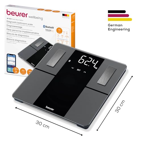 Beurer BF500 Smart Body Analysis Scale with Bluetooth & App, Accurate Digital Diagnostic Scale Measures Body Fat, Muscle Mass, Caloric Needs, 396 lbs, XL Display - Image 5