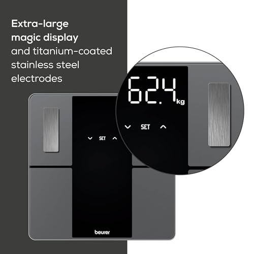 Beurer BF500 Smart Body Analysis Scale with Bluetooth & App, Accurate Digital Diagnostic Scale Measures Body Fat, Muscle Mass, Caloric Needs, 396 lbs, XL Display - Image 4