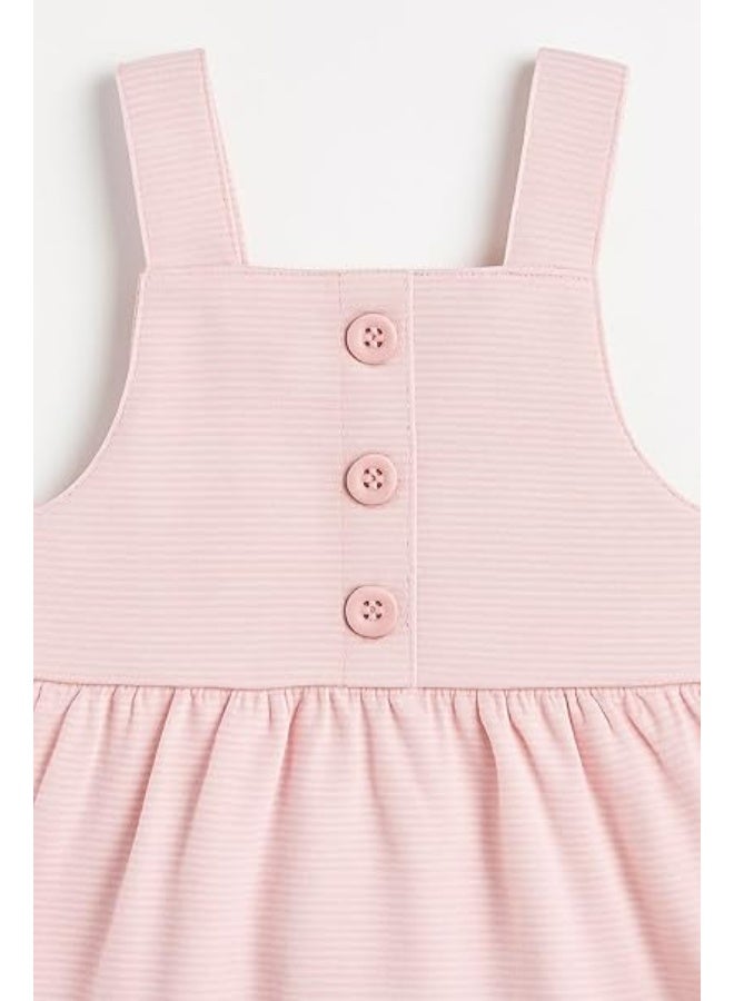 Smarties AE Baby Girl Pink Summer Dress with Bunny Embroidery | 12 - 18 Months | 100% Cotton Sleeveless Overall Style | Soft Floral Button Strap Dress | Perfect Baby Gift | - Image 4