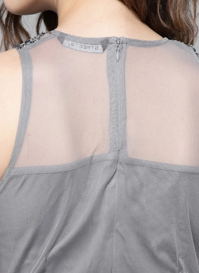 STREET 9 Grey Embellished Maxi Dress for Women