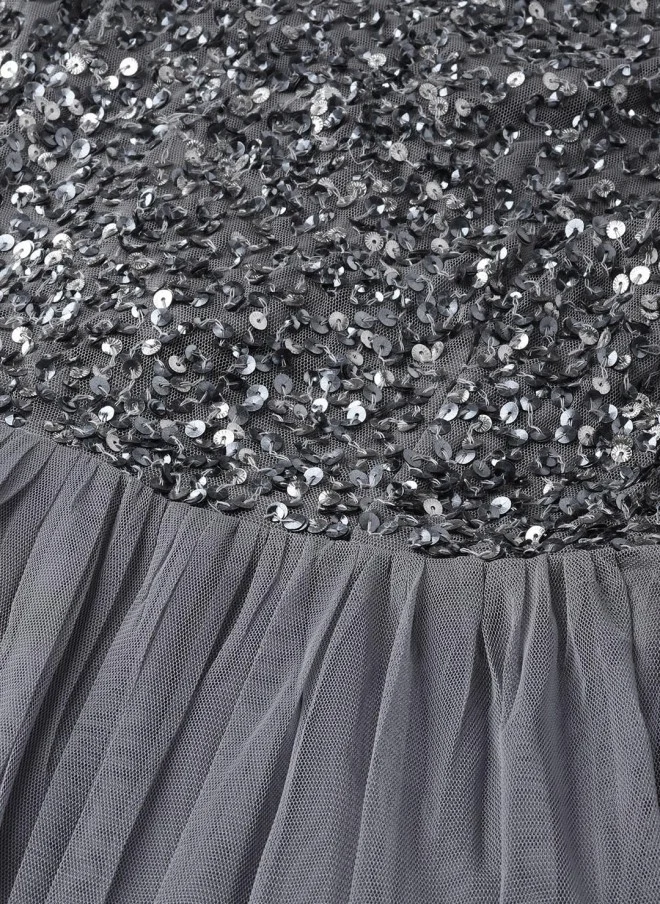 STREET 9 Grey Embellished Maxi Dress for Women