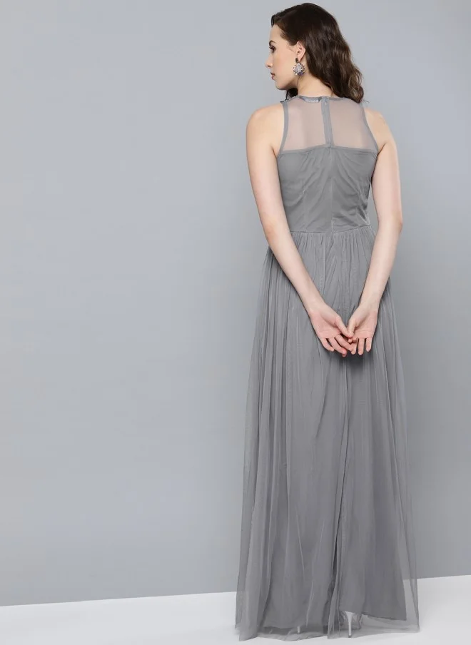 STREET 9 Grey Embellished Maxi Dress for Women