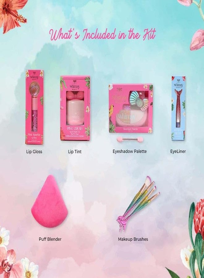 Whimsy Beauty Pretty Hang Bag Beauty Kit | Non-Toxic Beauty Set for Kids & Pre-Teens |Lip Gloss, Lip Tint, Eyeliner, Eyeshadow Palette, Mermaid Brushes & Puff Blender |Vegan & Cruelty-Free (Pack of 9) - Image 5