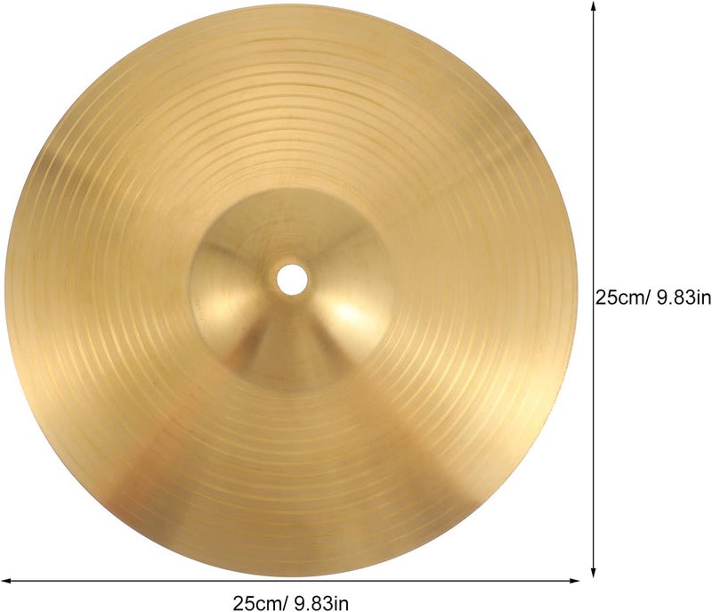 Veemoon 10 Inch Brass Cymbal Replacement Crash Cymbals Ride Drum Cymbal Instrument Cymbal Percussion Accessories Drum Kit for Beginner Player Percussion (Golden) - Image 3