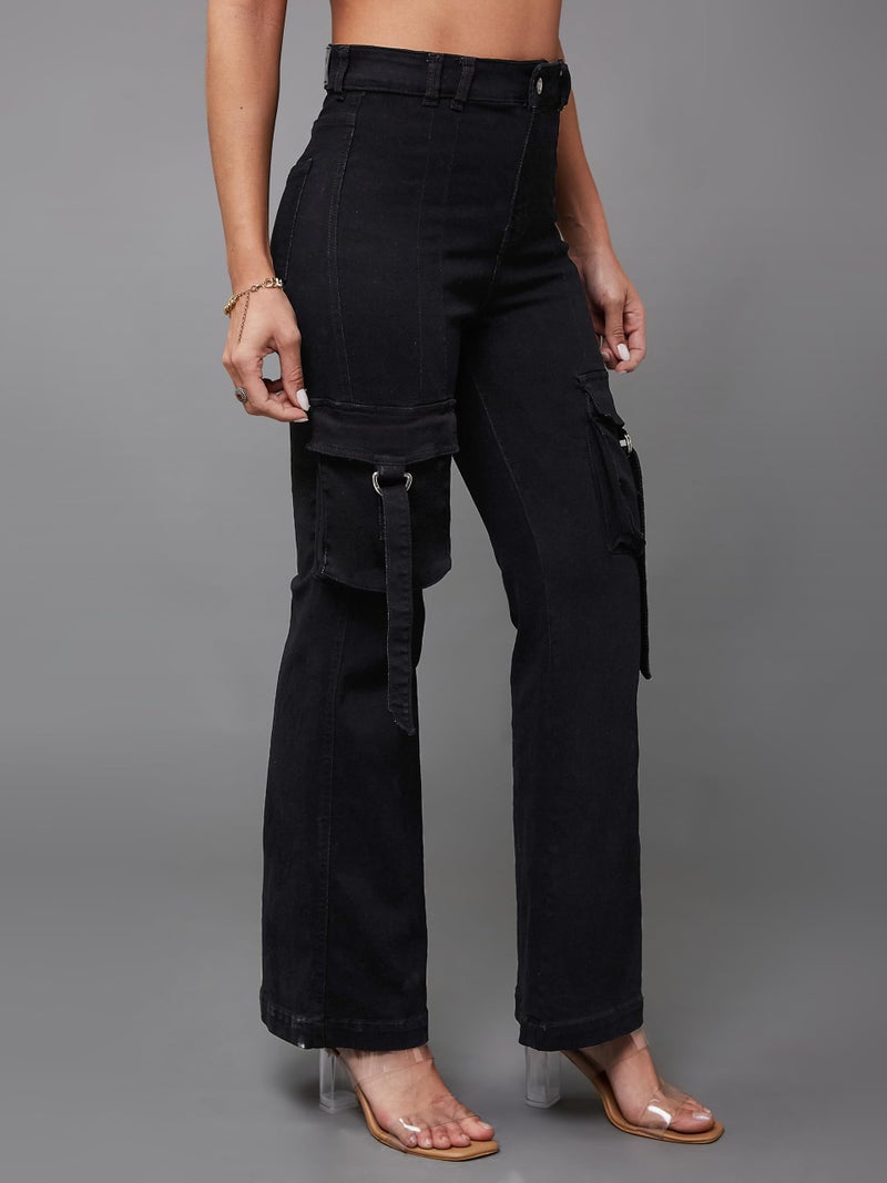 Miss Chase Women's Bootcut High/Mid Rise Regular/Cropped Stretchable Denim Jeans (Plus Size) (MCSS24DEN79-03-328-32, Ink Black, 32) - Image 2