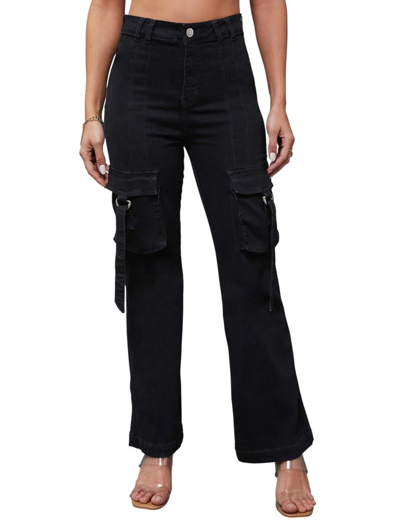 Miss Chase Women's Bootcut High/Mid Rise Regular/Cropped Stretchable Denim Jeans (Plus Size) (MCSS24DEN79-03-328-32, Ink Black, 32) - Image 1
