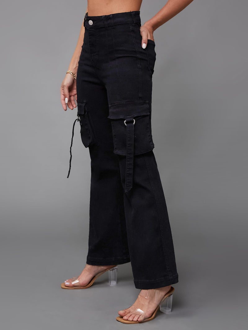 Miss Chase Women's Bootcut High/Mid Rise Regular/Cropped Stretchable Denim Jeans (Plus Size) (MCSS24DEN79-03-328-32, Ink Black, 32) - Image 4