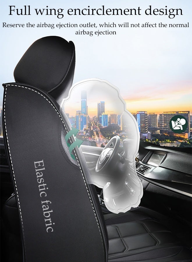 DUNISO Car Seat Cover, Universal Fully Wrapped Seat Cushion, Artificial Leather Car Backrest Seat Cover, Equipped With Headrest, Wear Resistant And Anti Slip, Suitable For All Seasons, Suitable For Most Car Seats - Image 4