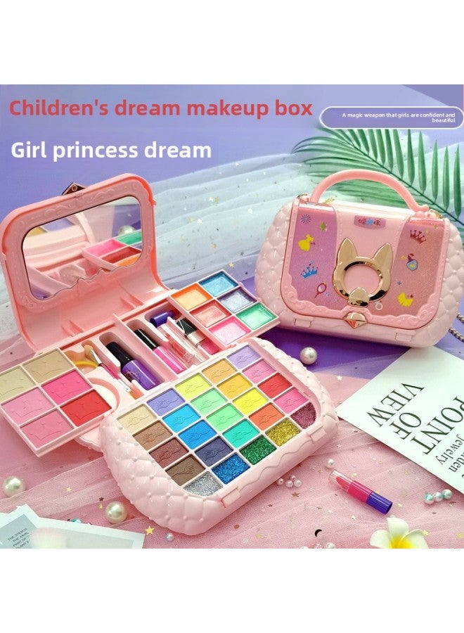 Customized Children's Cosmetics Toy Set Non-toxic Girl Birthday Gift Little Princess Makeup Box Painting Makeup Special-Color:Fashion (portable Shoulder Bag)-Beauty Bag - Image 2