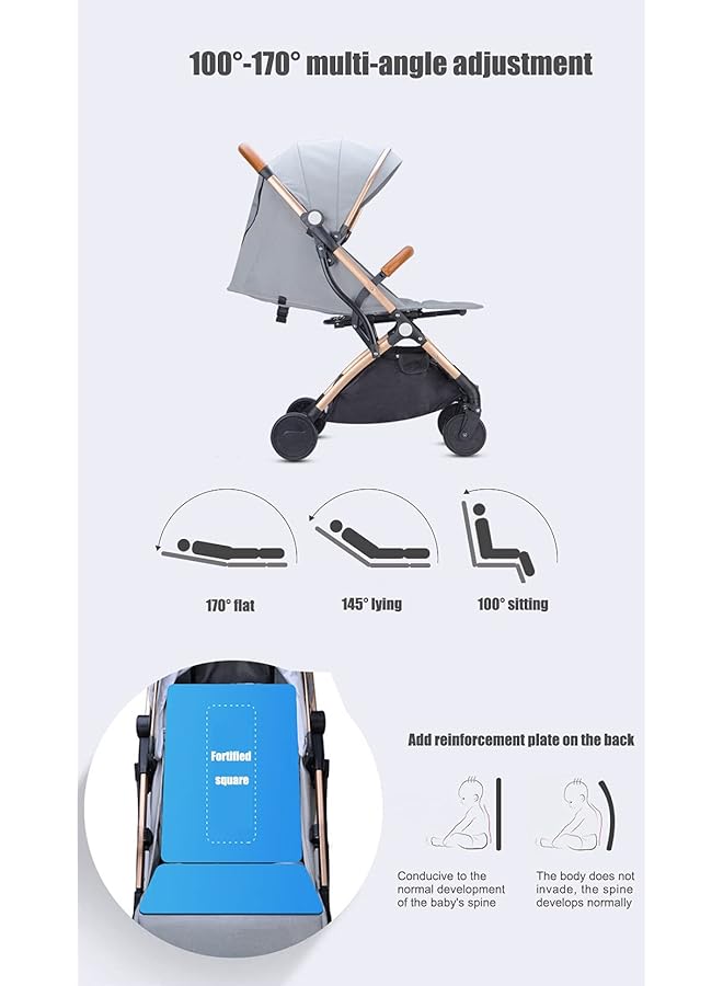 erorex Baby Portable Stroller Travel Pram For Baby From 6Month To 3 Years Old Grey - Image 2