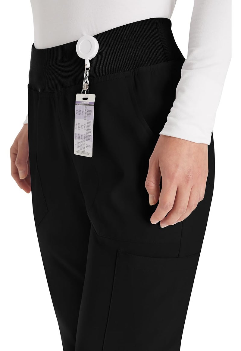 Dickies EDS Essentials Women Scrubs Pant Natural Rise Tapered Leg Pull-on DK005T, S Tall, Black - Image 3