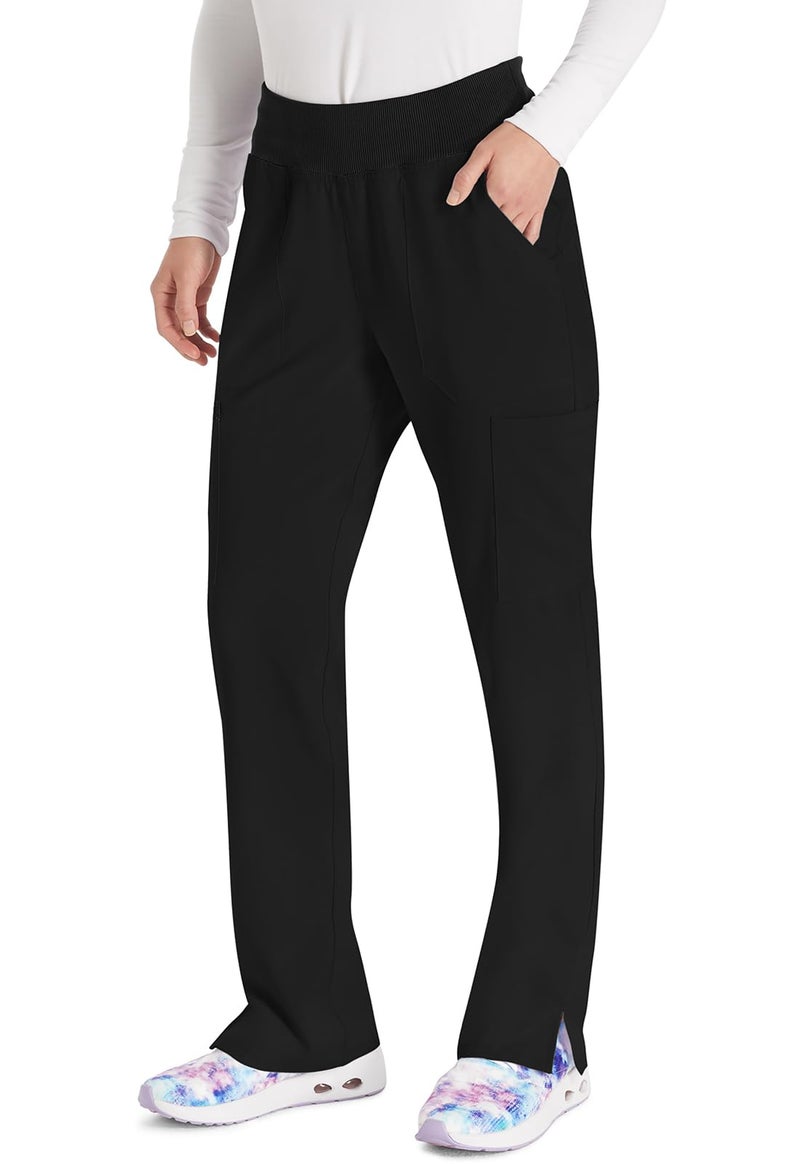 Dickies EDS Essentials Women Scrubs Pant Natural Rise Tapered Leg Pull-on DK005T, S Tall, Black - Image 4