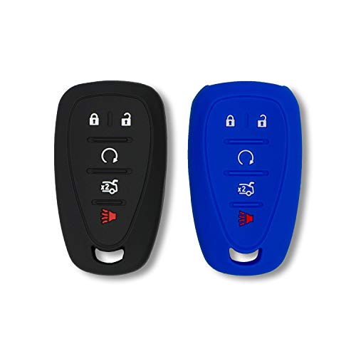 Autobase Silicone Key Fob Cover for Chevy Malibu Camaro Trax Traverse Trailblazer Sonic Cruze Blazer Volt Equinox Spark | Key Protection Case 2 Pcs (Black & Blue) - Image 1