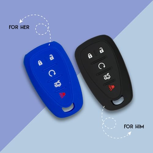 Autobase Silicone Key Fob Cover for Chevy Malibu Camaro Trax Traverse Trailblazer Sonic Cruze Blazer Volt Equinox Spark | Key Protection Case 2 Pcs (Black & Blue) - Image 5